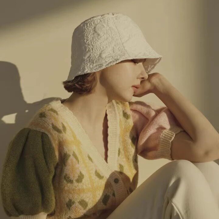 韩国防晒布帽水洗女士帽防紫外线帽法式泡泡纱女士盆帽防晒渔夫帽