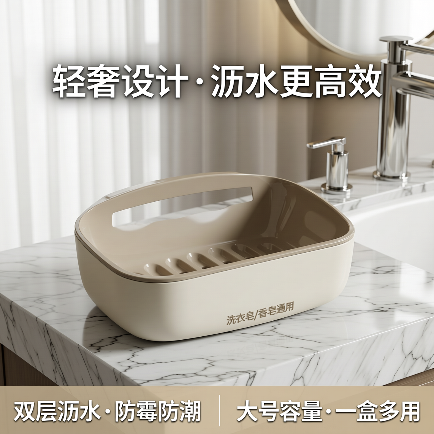 轻奢肥皂盒家用卫生间沥水香皂盒双层沥水大号香皂置物架洗衣皂盒