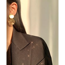 MARYME ACC 小众复古 流光圆片纹理感造型耳环 S925