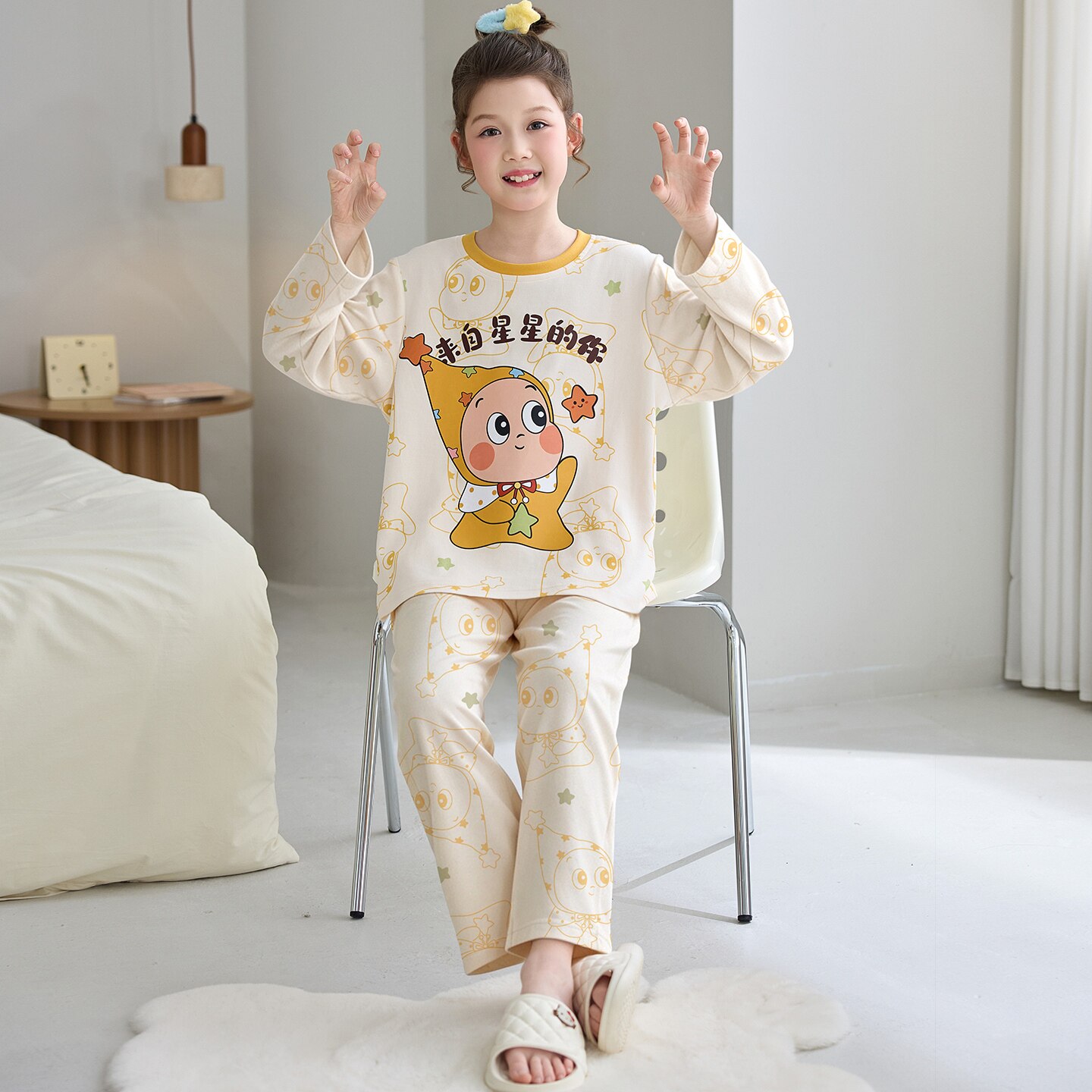 睡衣女孩纯棉春秋季长袖三周岁潮宽松十周岁女童动漫图案冬天儿童