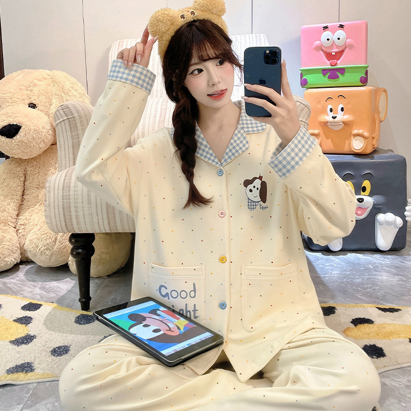 儿童睡衣女童加大码十岁纯棉内衣套秋冬季卡通狗长袖女孩春天十四