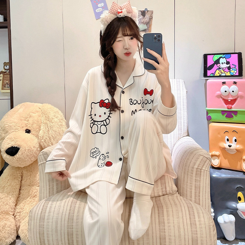 春装大码春外穿儿童春秋季可爱图案女孩冬长袖女童纯棉睡衣家居服
