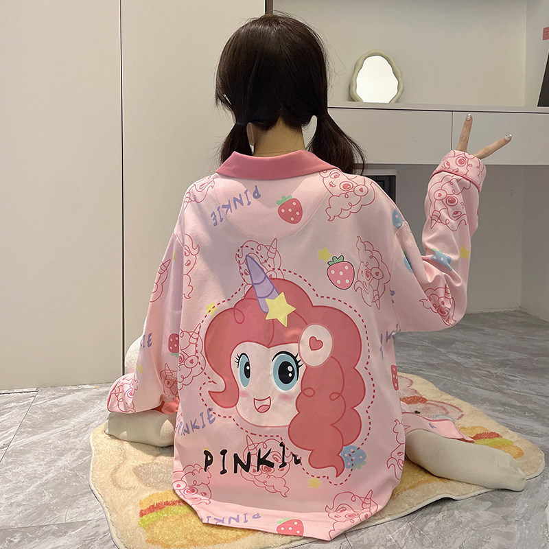 居家服卡通动漫草莓熊儿童女童春秋季女孩纯棉冬天睡衣长袖家居服