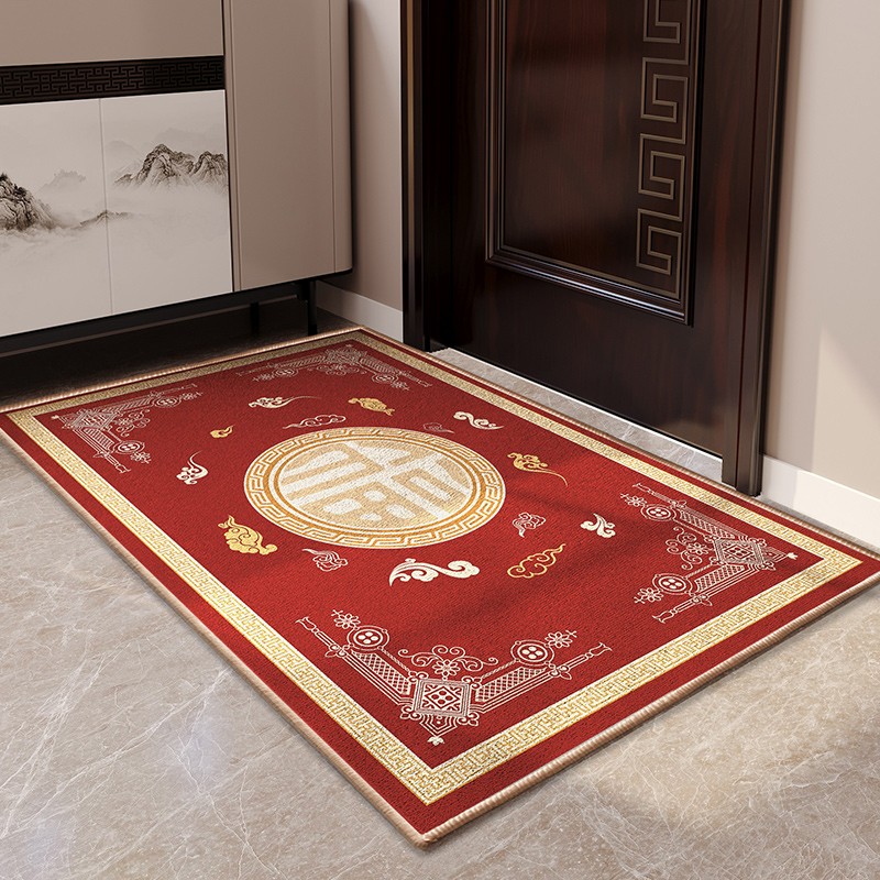 新中式入户门地垫进门门口脚垫入户家用红色门垫防滑房间垫子地毯