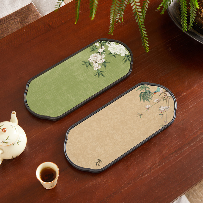 新中式吸水茶盘办公室茶托盘茶具一人小型茶台干泡台茶海盘子茶席