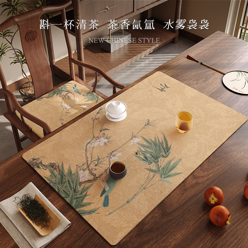 新中式禅意茶席干泡茶台茶垫茶桌垫布中古风棉麻防水布艺茶道垫子