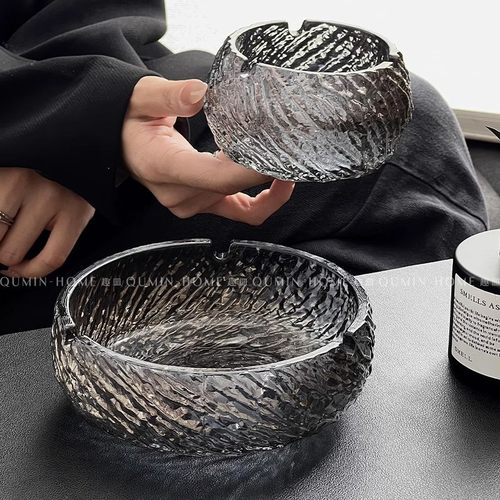 进口高档轻奢车载玻璃烟灰缸高端大气上档次家用客厅办公室碗灰缸