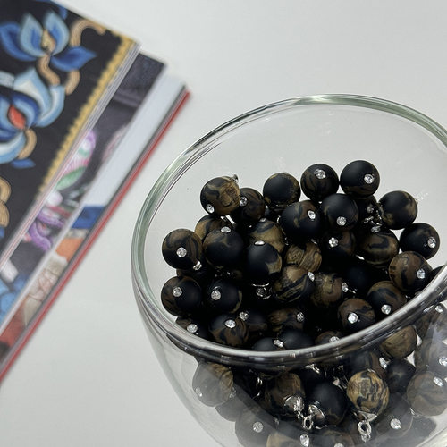 进口 仿木珠镶钻纽扣小众设计感女装旗袍装饰扣子衬衫针织开衫