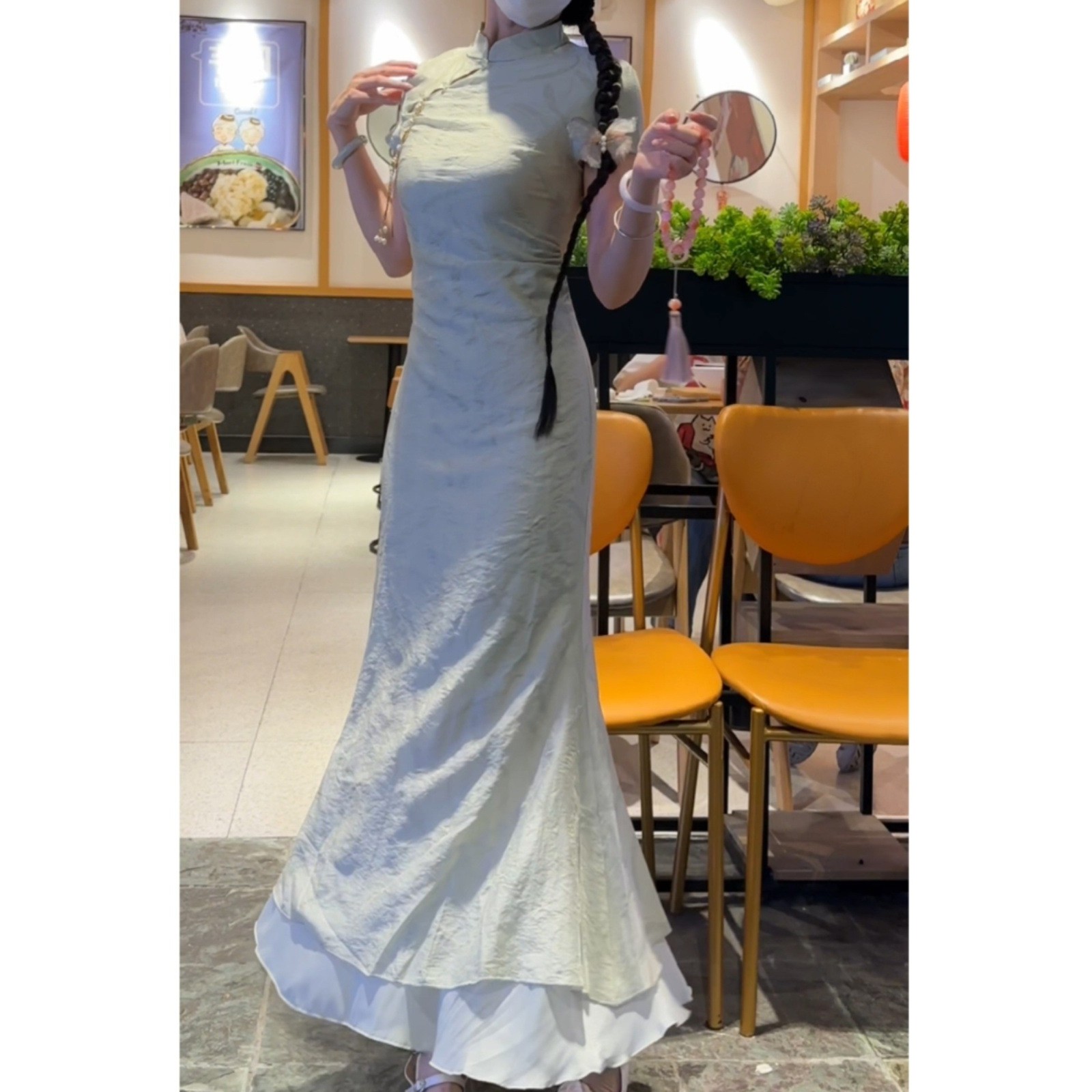 进口【步步生莲】复古新中式立领改良旗袍连衣裙拼接日常修身连