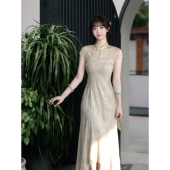 显瘦长裙 江南柳 国风 温婉改良旗袍连衣裙女夏季 进口新中式