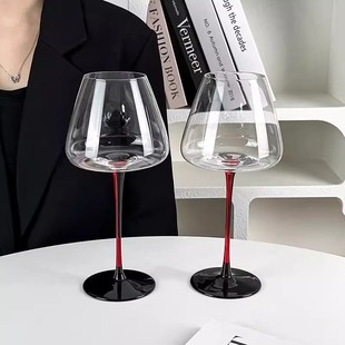 进口轻奢高档家用大号红酒杯黑领结高脚杯子波尔多酒杯大肚勃艮第