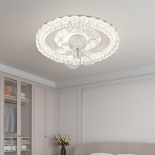 轻奢水晶吸顶风扇灯客厅卧室餐厅隐形无叶静音一体吊扇灯