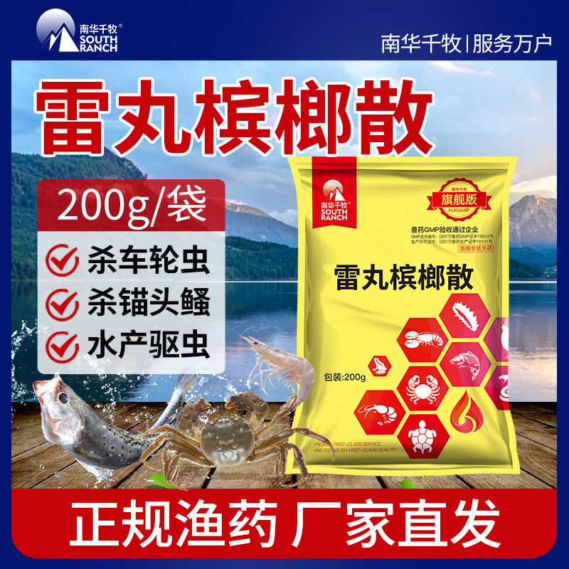 雷丸槟榔散混养车轮净杀车轮虫斜管虫虫泥鳅塘水产杀虫药锚头鳋