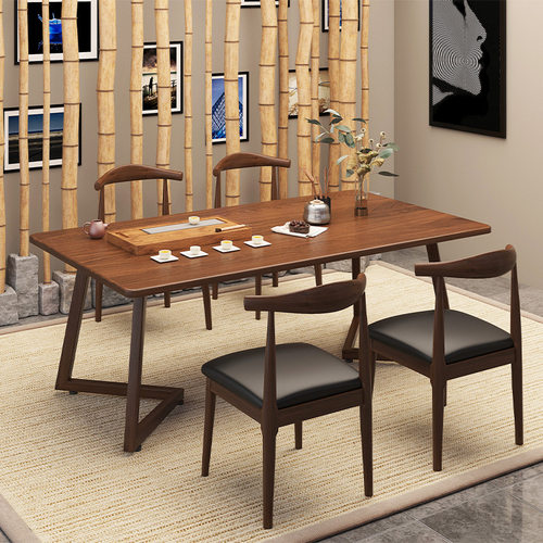 新中式茶桌椅组合一桌五