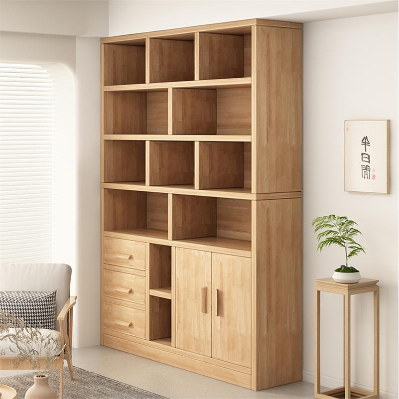实木书柜带门落地储物柜