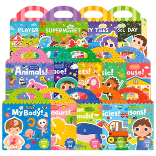 原版进口英语绘本儿童手提果冻贴纸书0-3岁First Sticker Book英文启蒙认知书支持小达人太空人点读笔双语可反复粘贴幼儿早教书