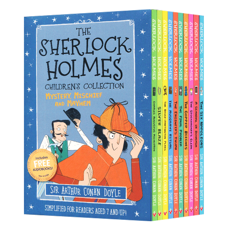 福尔摩斯探案全集英文原版小学生版 The SHERLOCK HOLMES 第2辑10册少儿经典故事绘本读物章节桥梁书小学生课外阅读经典探案小说