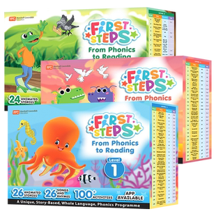 新加坡拼读故事书FIRST STEPS From Phonics to Reading MC出版 幼少儿英语分级阅读75册拼读绘本+3本练习册+学习APP自然拼读绘本