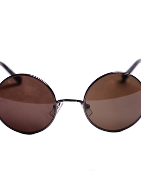 水晶眼镜圆形复古男士茶色