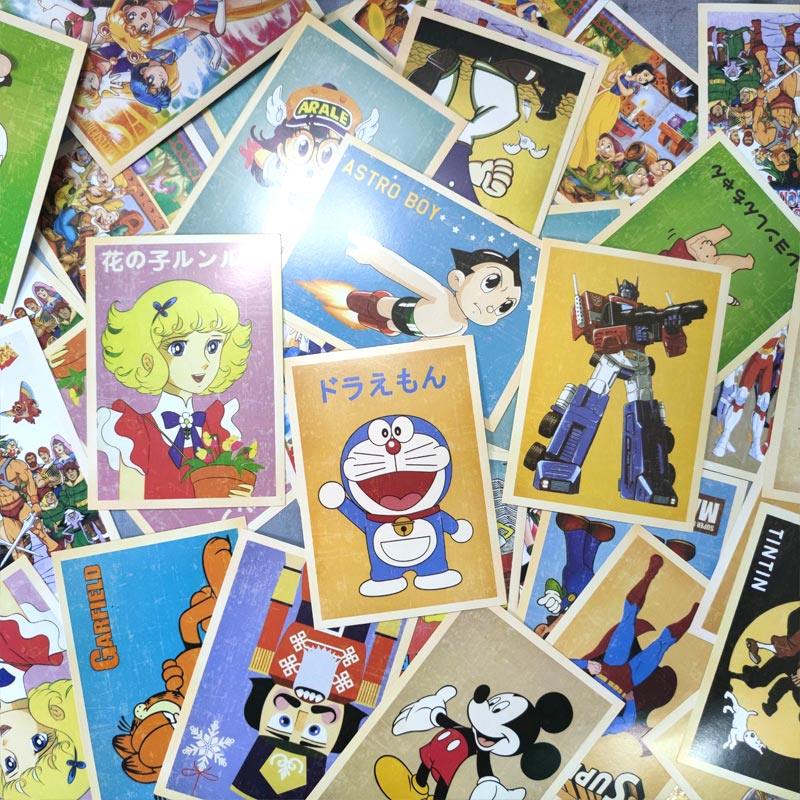 80后童年小时候怀旧经典复古珍藏版儿童动漫动画片海报明信片卡片