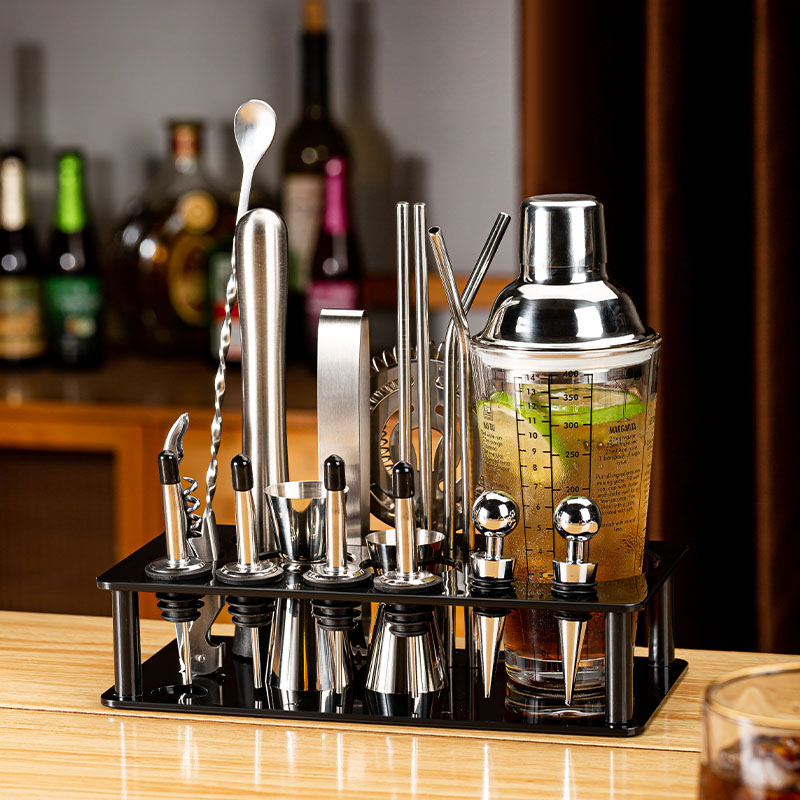 304不锈钢调酒器玻璃雪克杯手摇壶鸡尾酒吧调酒工具套装shake摇杯