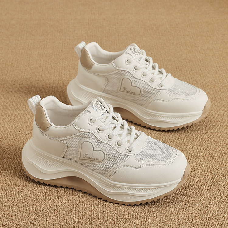老爹鞋女2025新款夏季小个子增高运动鞋薄款网面透气厚底单网鞋子