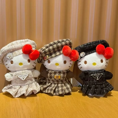 正版小香风百褶裙HelloKitty包包挂件卡通毛绒可爱玩偶凯蒂猫挂饰