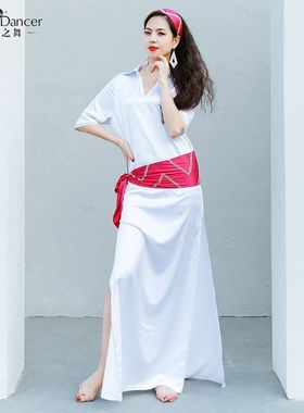 倾城之舞肚皮舞服装2026新款缎面白色经典baladi袍子练功服演出服
