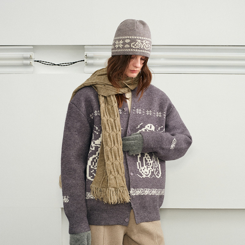 KREATE「北极绒粗针麻花」流苏情侣加厚围巾秋冬保暖百搭针织围脖