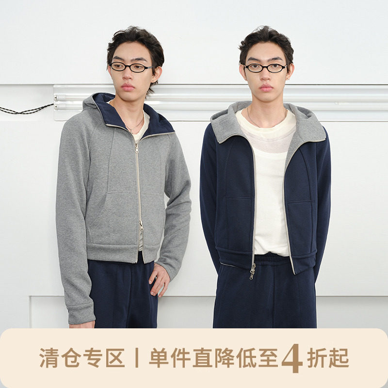 KREATE「双面穿Scuba」高领拉链连帽卫衣套装男春秋休闲百搭卫裤