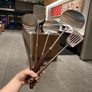 胡桃木316蘑菇铲不锈钢锅铲家用厨具蘑菇铲烹饪勺铲炒菜铲子小煎