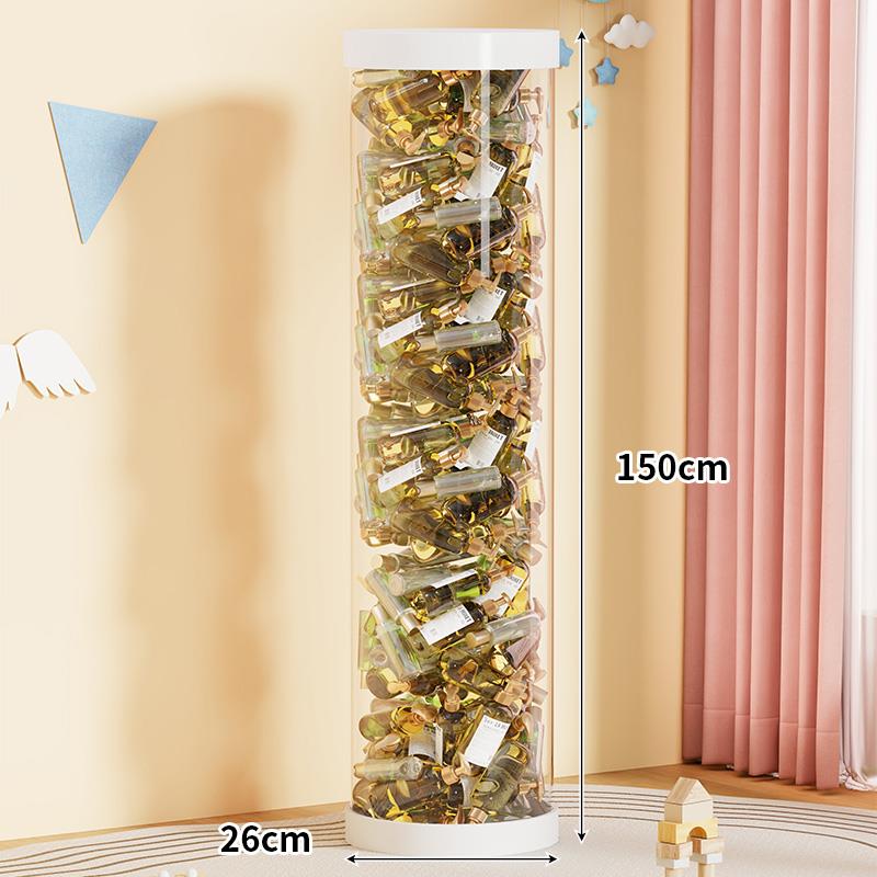 空瓶收纳桶美容院透明圆柱桶化妆品瓶罐储物桶大容量带盖收纳圆筒