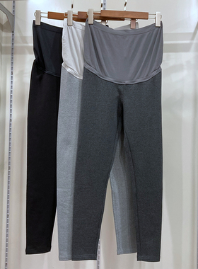 孕之彩孕妇厚棉加厚打底裤新款简约修身无痕高腰托腹裤YWK898153