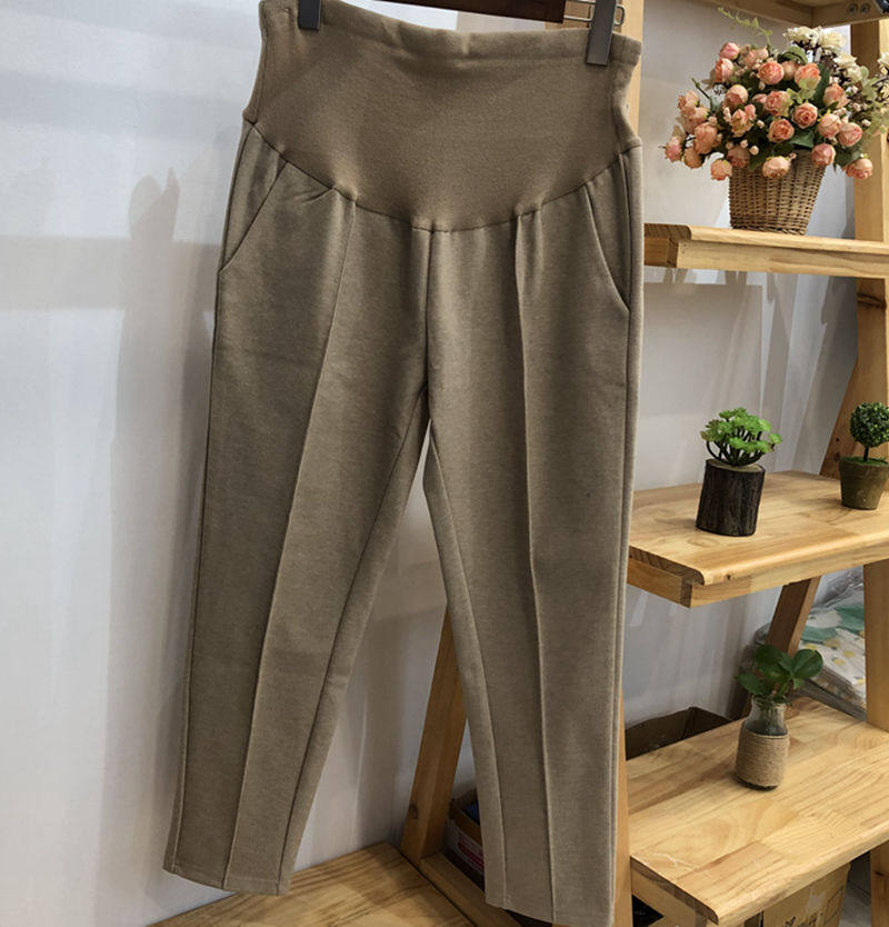 爱美妈咪秋冬孕妇裤呢料锥形裤烟管裤薄绒哈伦裤62b304