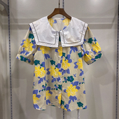 新款 孕之彩夏装 纯棉孕妇装 上衣大领衬衫 可哺乳YWS262137 短袖