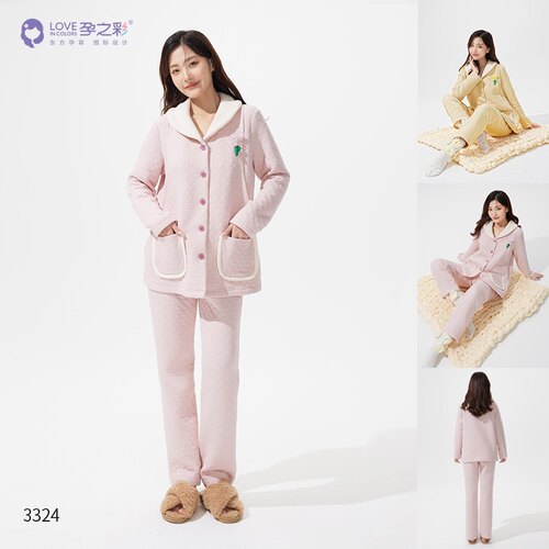 三层夹棉孕妇哺乳月子服孕之彩