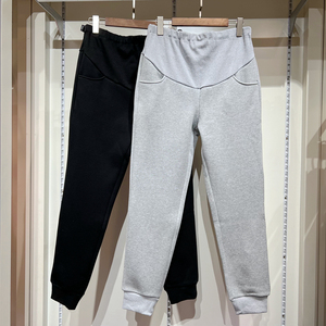 孕之彩冬款特厚加绒孕妇裤托腹可调节休闲宽松纯色运动裤子800克