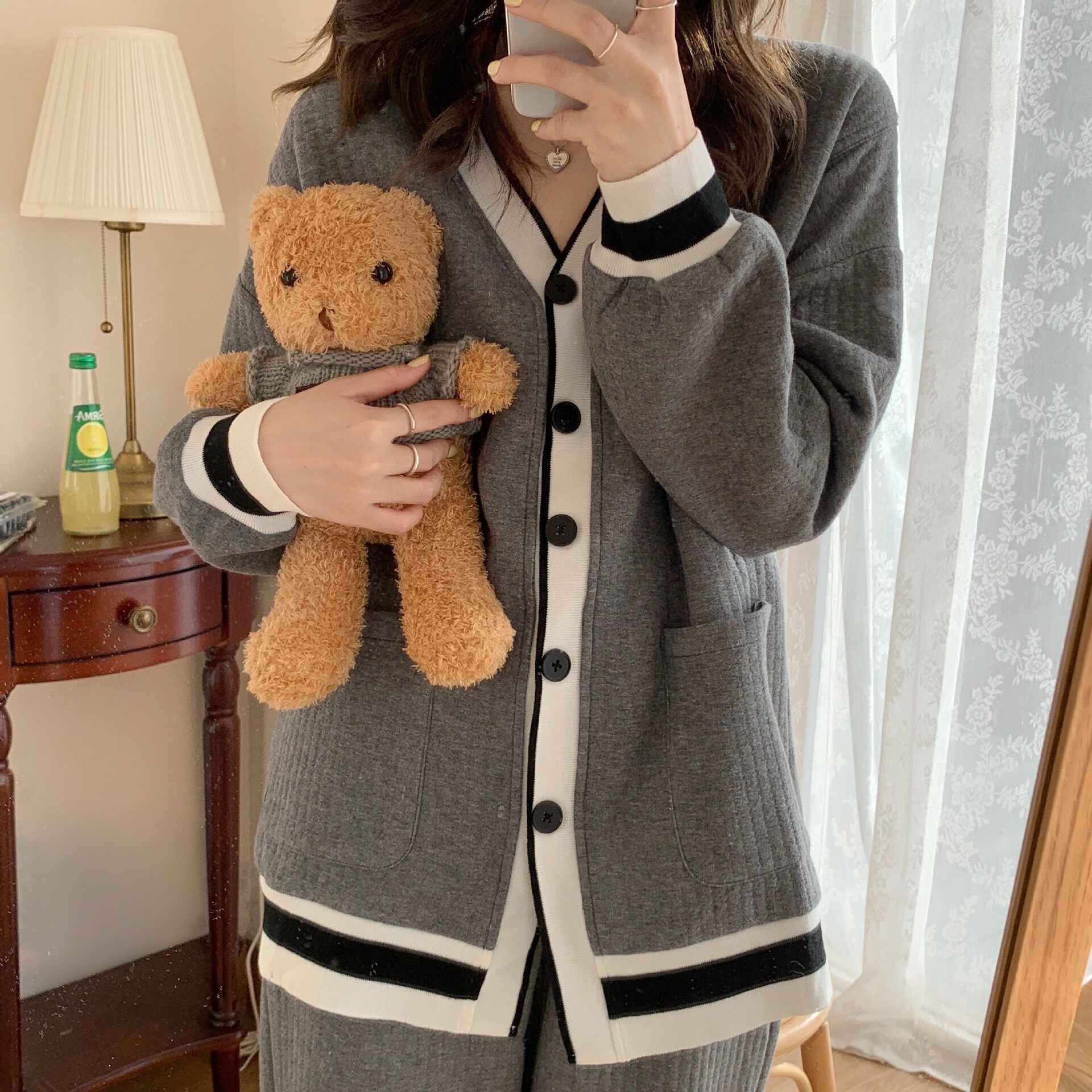 纯棉月子服睡衣家居服空气棉秋冬