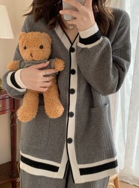 纯棉月子服睡衣家居服空气棉秋冬
