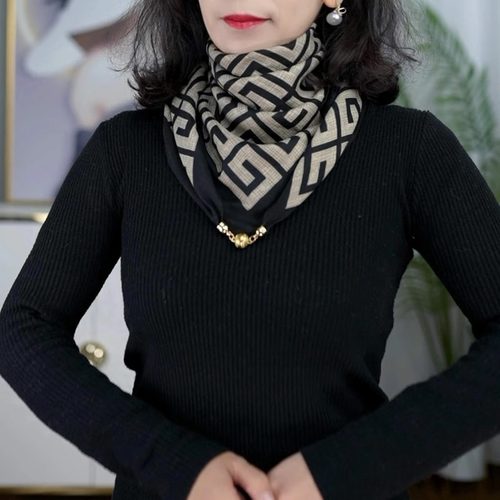 双面棉麻方巾磁吸扣高级感女春秋