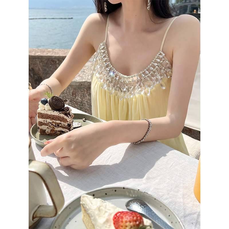 熊熊【仙光溢彩】美神降临纯手工缝制50-58颗水滴真丝绒吊带长裙,女装/女士精品,连衣裙,淘宝优惠券,粉丝福利购,淘宝优惠卷