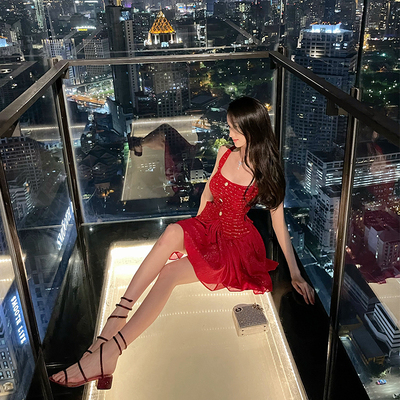 熊熊屋【赫本穿搭】长款3.1m短款1.5m摆幅小香马甲亮丝网纱连衣裙