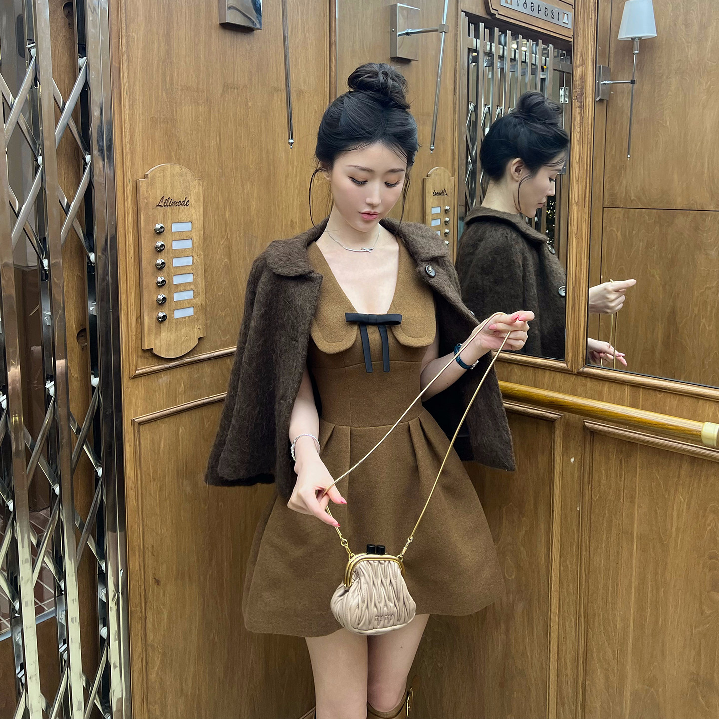 【中古千金】露思小棕裙 娃娃领连衣裙 羊毛斗篷外套 套装,女装/女士精品,时尚套装,淘宝优惠券,粉丝福利购,淘宝优惠卷