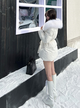 熊熊屋【冬日宠儿】高充绒量220g羽绒服 黑色日本银狐 白色貉子毛