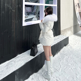 熊熊屋 高充绒量220g羽绒服 黑色日本银狐 白色貉子毛 冬日宠儿