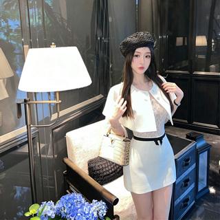 【大小姐】白富美斗篷修身蕾丝织带蝴蝶结A字连衣裙香风套装裙