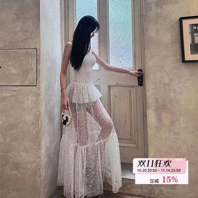 【沦陷】重工高奢香奶奶亮片蕾丝连衣裙 山茶花刺绣外套 套装