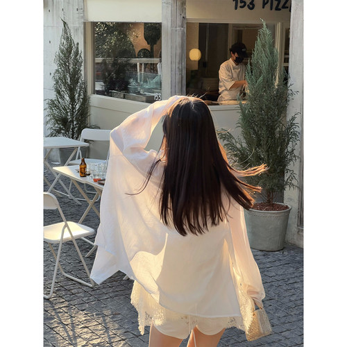 熊熊屋【chil一夏】松弛百搭宽松微透防晒棉麻衬衫