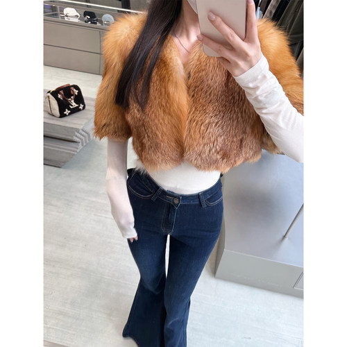 【中古红狐】完胜别家进口红狐狸毛真皮草/仿红狐环保皮草 双版本