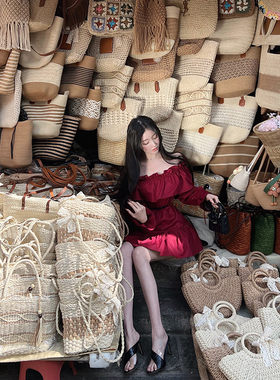 baar熊熊屋【偷吻玫瑰】s1p大女主风 松弛感一字肩荷叶边连衣裙女